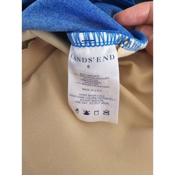 Lands End Blue Ombre Wireless Padded Cups One Piece Swimwear Beach Swimsuit 6 S - Picture 7 of 8